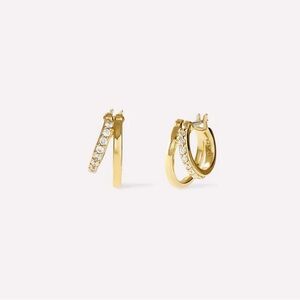 New Ana Luisa Mini Double Hoop Earrings with Cubic Zirconia